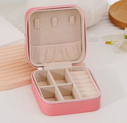 Boîte à bijoux de voyage - rose pastel